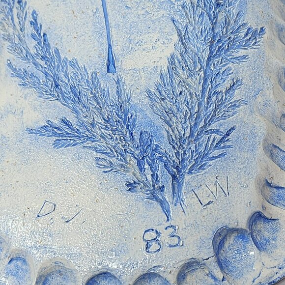 Vintage Hand Made Blue Leaf & Fern Wall Hanging Art Piece Ceramic - Picture 4 of 9